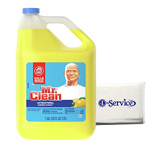 M.C. Mr Clean Multi-Purpose Summer Citrus Liquid Cleaner Professional Household Non-Toxic Hardwood Floor Cleaner 128 Fluid Ounce Bottle With Number 1 In Service Wallet Tissue Pack