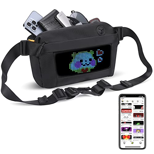 GIFR MOVERS LED Display Fanny Pack with Programmable Screen Anime Sling Bag，Waterproof Pixel Crossbody Bag，Men and Women Bicycle Outdoor Travel Backpacks