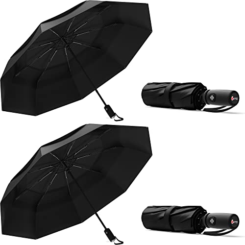 Repel Travel Umbrella: Windproof Travel Umbrella and Compact Mini - Perfect for Car, Golf, and On-the-Go. Small Travel Umbrella Compact Mini, Windproof and Strong! Black Pack of 2