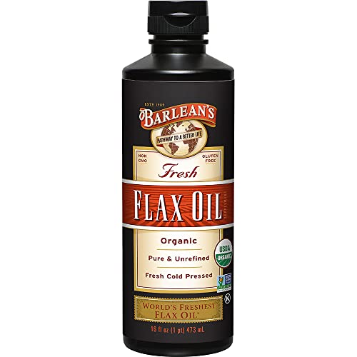 Barlean's Organic Flaxseed Oil Liquid from Cold Pressed Flax Seeds, 7,640mg ALA Omega 3 Fatty Acid Supplement for Joint and Heart Health, Vegan & Gluten Free, 16 oz