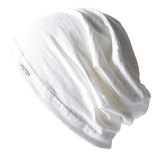 CHARM Summer Beanie for Men & Women - Slouchy Lightweight Chemo Cotton Hipster Fashion Knit Hat White