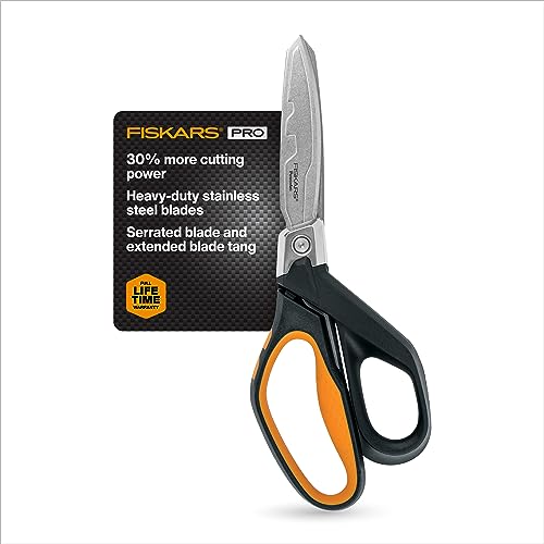 Fiskars Pro PowerArc Shears - 10' Heavy Duty Scissors - Building and Construction Tools - Orange/Black