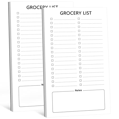 Joyberg Grocery List Magnet Pad for Fridge, 2 Pack Magnetic Notepads for Refrigerator, Magnetic Grocery List Pad for Fridge, Full Magnet Back Shopping Lists, 60 Sheets Per Note Pads