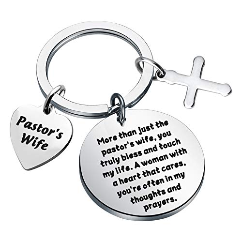 bobauna Pastors Wife Gift Church Minister Keychain Christian Jewelry A Woman With A Heart That Aares You're Often In My Thoughts And Prayers Appreciation Gift (pastor's wife keychain)