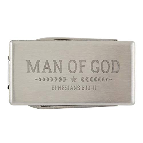 Christian Brands Man of God Multi-Tool Money Clip, 2 1/4 Inch, Silver, Small