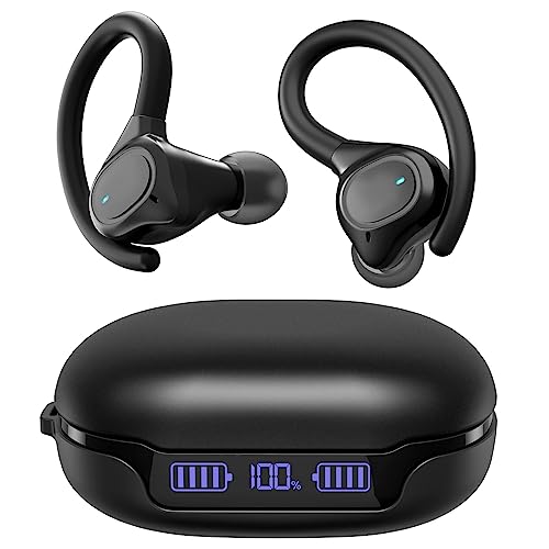 APEKX True Wireless Earbuds - Secure Fit Earhooks for Small Ear, Bluetooth Headphones for iPhone, IPX7 Waterproof, 40H Playtime, Ideal for Sports and Workouts (Black)