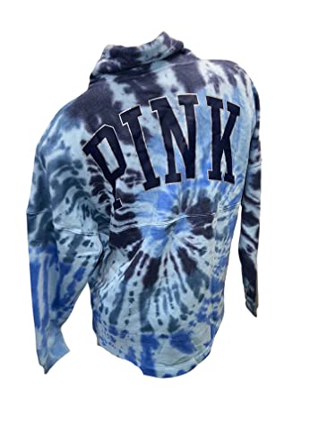 Victoria's Secret Pink Oversize Varsity Cowl Neck Sweatshirt Glitter Color Tie Dye Blue Shine Size Small New