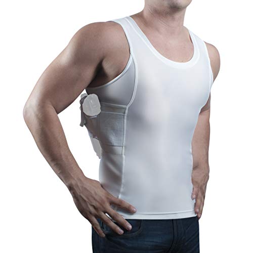 ConcealmentClothes Men’s Compression Undercover- Concealed Carry Holster Tank Top Shirt - White - X-Large