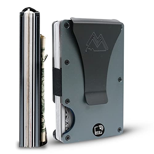 Mountain Voyage Minimalist Wallet for Men - Slim RFID Wallet I Scratch Resistant, Matte Grey Credit Card Holder & Money Clip, Easily Removable Money & Cards, Mens Wallets