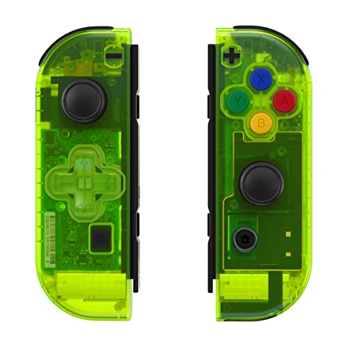 eXtremeRate Clear Lime Green Joycon Handheld Controller Housing (D-Pad Version) with Colorful Buttons, DIY Replacement Shell Case for Nintendo Switch Joy-Con – Controller NOT Included