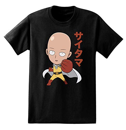 One-Punch Man Mens T-Shirt Mens Anime Shirt - Saitama Tee (Black, X-Large)