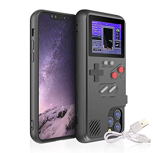 Autbye Gameboy Case for iPhone, Retro 3D Phone Case Game Console with 36 Classic Game, Color Display Shockproof Video Game Phone Case for iPhone Black