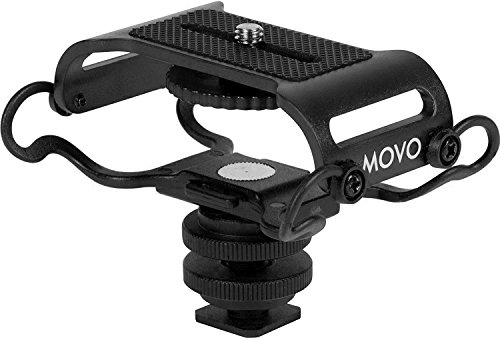 Movo SMM5-B Universal Microphone and Portable Recorder Shock Mount - Fits the Zoom H1n, H2n, H4n, H5, H6, Tascam DR-40x, DR-05x, DR-07x and others with a 1/4' Mounting Screw (Black)