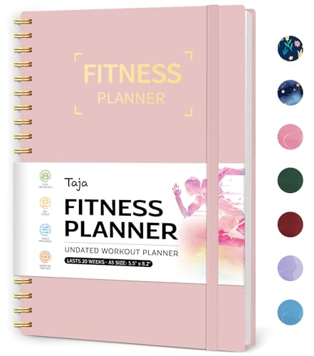 Fitness Workout Journal for Women & Men, A5(5.5' x 8.2') Workout Log Book Planner for Tracking, Progress, and Achieving Your Wellness Goals-Pink