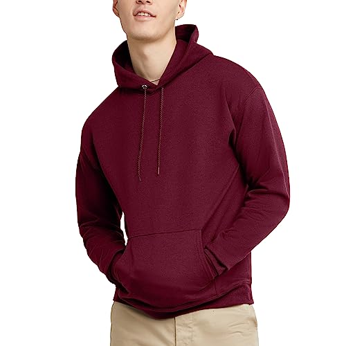 Hanes Men's Pullover EcoSmart Hooded Sweatshirt, maroon, Medium