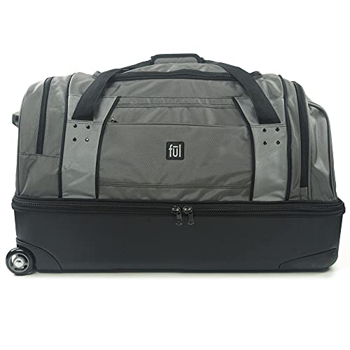 FUL Workhorse 30 Inch Rolling Duffel Bag, Travel Luggage with Wheels, Grey