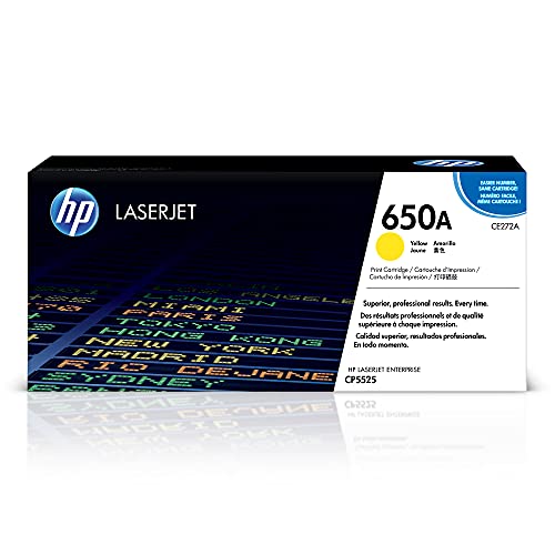 HP 650A Yellow Toner Cartridge | Works with HP Color LaserJet Enterprise CP5525 Series | CE272A