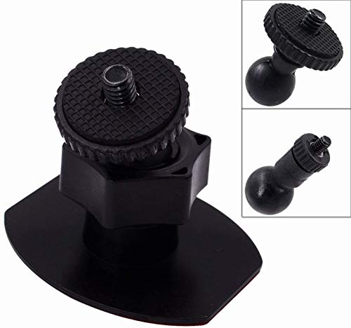 iSaddle CH01B 1/4' Thread Camera Mount Mini Double-Sided Adhesive in Dash Cam Mount Holder - Universal Tripod Permanent Holder Fits Sony/Ricoh/HP/GoPro/Oculus (M4 M6 Screw Join Ball Included)