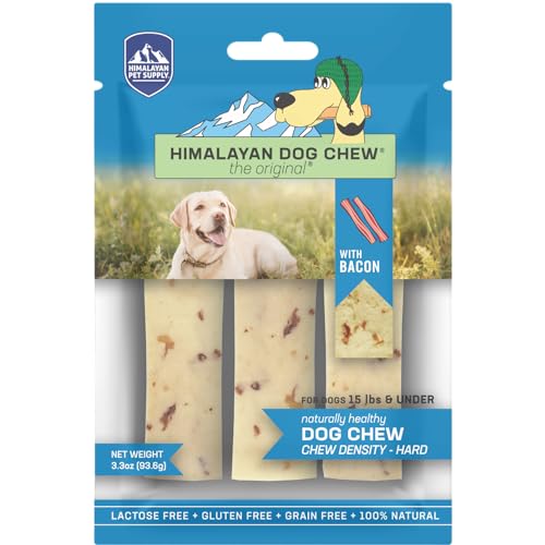 Himalayan Dog Chew Yak Cheese Dog Chews, 100% Natural, Long Lasting, Gluten Free, Healthy & Safe Dog Treats, Lactose & Grain Free, Protein Rich, Real Bacon Bits