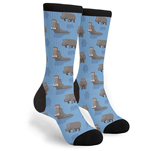 MOLIAN Unisex Fun Novelty Crazy Crew Socks Cute Animals Hippopotamus Dress Socks