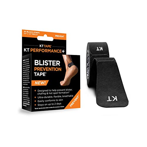 KT Tape, Blister Prevention Tape, 30 Count, 3.5' Precut Strips, Black