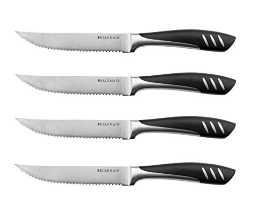 Bellemain Premium Steak Knives Set of 4, Kitchen Knife Sets with Steel Blades for Precise Cutting, Lightweight Steak Knife Set Stainless Steel & Durable, Serrated Steak Knives Dishwasher Safe