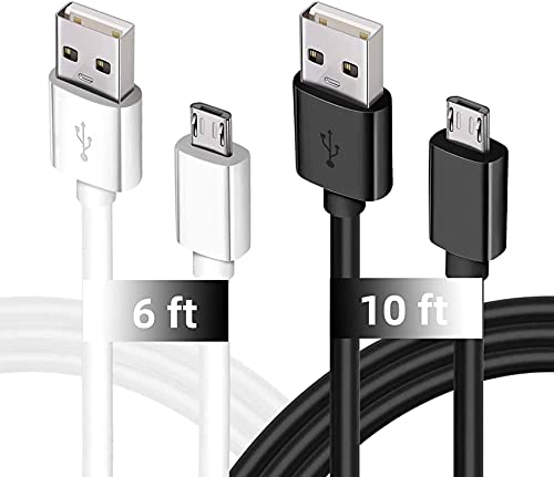 DEEGO Charging Cable for Samsung Galaxy S7, 2Pack 6Ft 10Ft Long Charger Cable, Android Phone Fast Charger Cord for Samsung Galaxy S7 S6 Edge,Note 5 4,LG G4,Moto,Sony,PS4,Windows,MP3,Camera,Black
