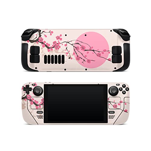 ZOOMHITSKINS Steam Deck Skin, Compatible with Steam Deck Skins, Pink Sakura Sun Anime Cherry Japan, Protective Skin Wrap Set for Valve Steam Deck Accessories, Durable 3M Vinyl Decal, Made in The USA