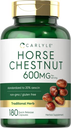 Carlyle Horse Chestnut Capsules 600mg | 180 Count | Non-GMO, Gluten Free Extract