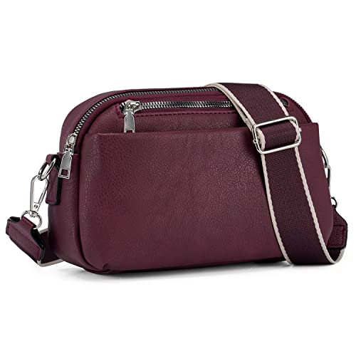 POIUGOYA Crossbody Bags for Women Trendy, Multi-Pocket Crossbody Purse, Leather Women's Shoulder Handbags with Wide Strap