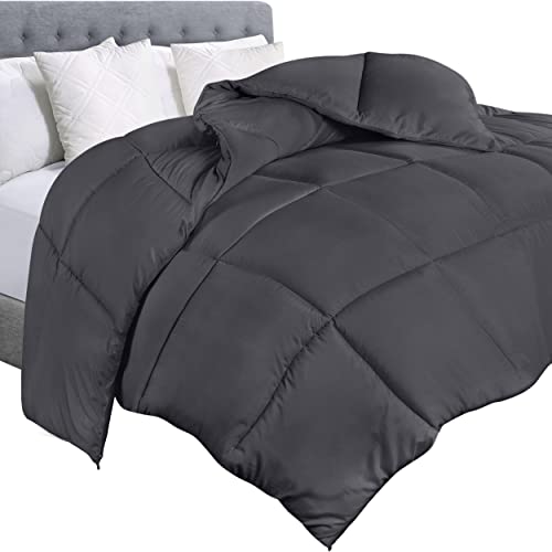 Utopia Bedding Comforter Duvet Insert - Quilted Comforter with Corner Tabs - Box Stitched Down Alternative Comforter (Queen, Grey)