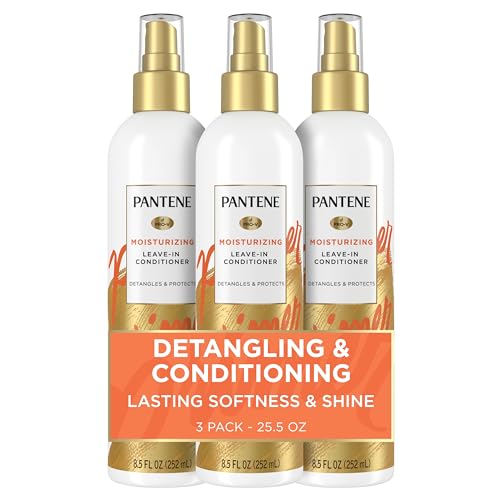 Pantene Conditioning Detangler Spray, Pro-V Repair & Protect, Nutrient Boost for Damaged Hair, Antioxidant Enriched, Leave-In Conditioner, Smooth & Shine, Sulfate-Free, 8.5 Fl Oz, 3 Pack