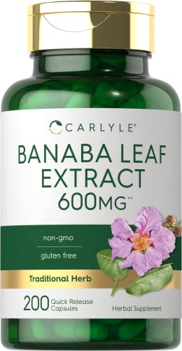 Carlyle Banaba Leaf Extract Capsules 600mg | 200 Count | Non-GMO, Gluten Free