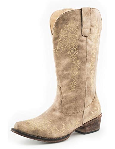 ROPER Womens Vintage Beige Faux Leather Judith Cowboy Boots 9