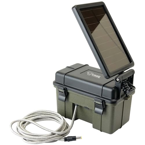 HME Trail Camera 12V/Solar Auxiliary Power Pack Durable Weather-Resistant Housing Easy Installation & Versatile Compatibility, Black