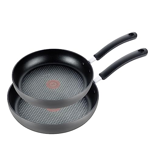 T-fal Ultimate Hard Anodized Nonstick Fry Pan Set 2 Piece, 10, 12 Inch, Oven Broiler Safe 400F, Cookware, Pots and Pans Set Non Stick, Kitchen Frying Pans, Skillets, Dishwasher Safe, Grey