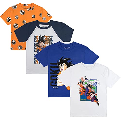 Dragon Ball Z Characters Crew Neck Short Sleeve 4pk Boy's Tees-Medium Multicolored