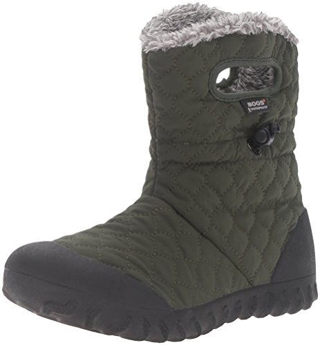 BOGS Women's B-Moc Quilt Puff Snow Boot, Dark Green, 6 M US