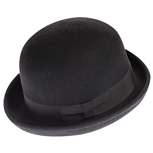 CXQRR Black Bowler Derby Hat Short Rolled Brim Fedora Hat for Men and Women