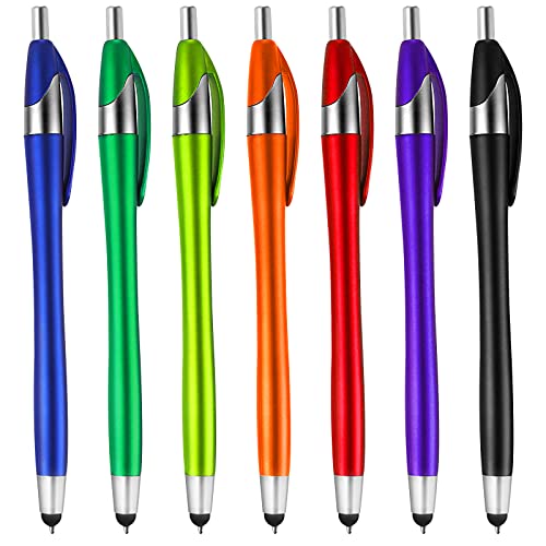 TIESOME 7Pcs Ballpoint Pens with Stylus Tips, Retractable Touch Screens Medium Point Ball Point Pen Black Ink Writing Pen 2 in 1 for Daily Work School Writing Stationery Office Supplies
