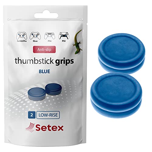 Setex Gecko Grip, Thumbstick Grip Covers, for Playstation PS5, PS4, Xbox One, Switch Pro, Steam Deck, Anti-Slip Microstructured Analog Stick Thumb Grips, (1 Pair) Blue, Grip Covers Only