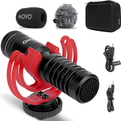 Movo VXR10-PRO External Video Microphone for Camera with Rycote Lyre Shock Mount - Battery-Free ,Compact Shotgun Mic Compatible with DSLR Cameras and iPhone, Android Smartphones