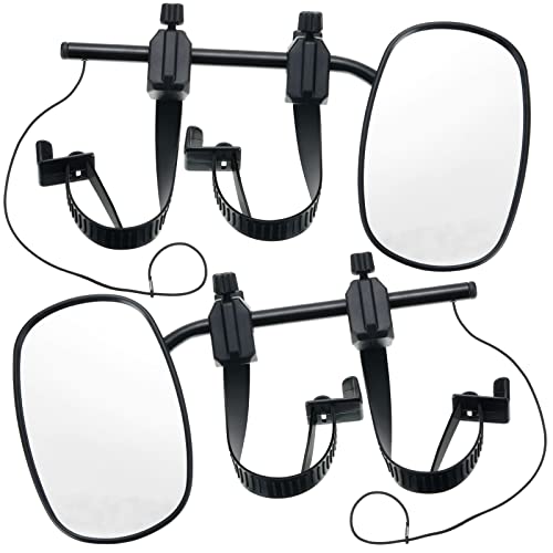 2 Pieces Towing Mirror Universal Black Clip on Bar Extension Mirror Kit Adjustable 360 Degree Rotation Side Mirror for Trailer RV Rearview Mirror Accessories