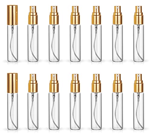 ZbFwmx 20 Pack Set 10ML Protable Refill Bulk Atomizer Spray Travel Perfume Bottle Hydrating Empty Bottle (Gold Caps)