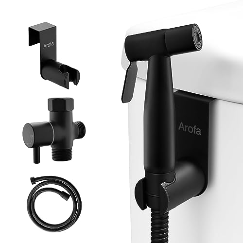 Arofa Black Bidet Sprayer for Toilet, Handheld Jet Sprayer Adjustable Water Pressure Muslim Shower with Bidet Hose, Bidets Faucet for Existing Toilets Cloth Diaper Spray for Baby/Feminine Wash