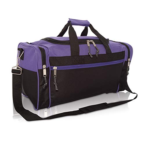 DALIX 21' Blank Sports Duffle Bag Gym Bag Travel Duffel with Adjustable Strap in Purple