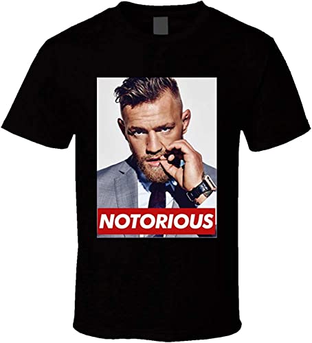 Qanipu Conor McGregor Notorious Tee MMA Fighter Fan T Shirt Black L