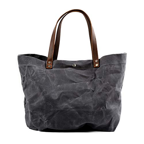 WUDON Waxed Canvas Travel Tote Bag - Extra Large Carryall Shoulder Bag for Women