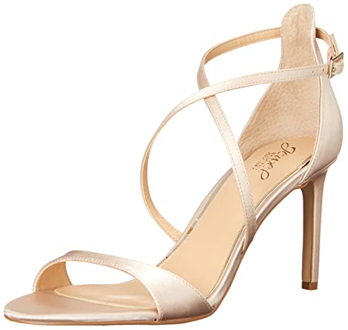 Badgley Mischka Women's Dimitra Heeled Sandal, Champagne Satin, 8