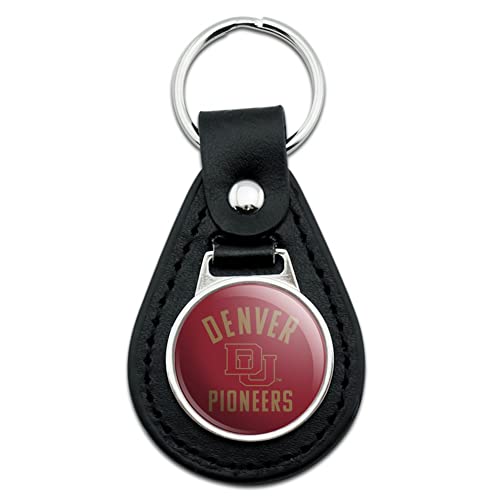 GRAPHICS & MORE Black Leather University of Denver Pioneers Keychain